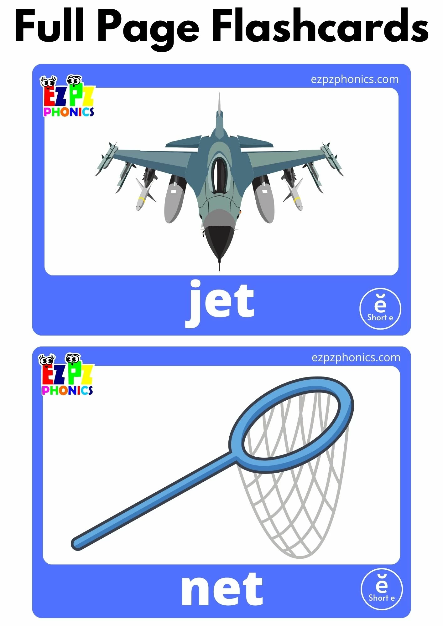 E Short Vowel CVC Words Flaschards Free PDF Download or View Online Phonics Flashcards Pack For ESL and Kindergarten Students